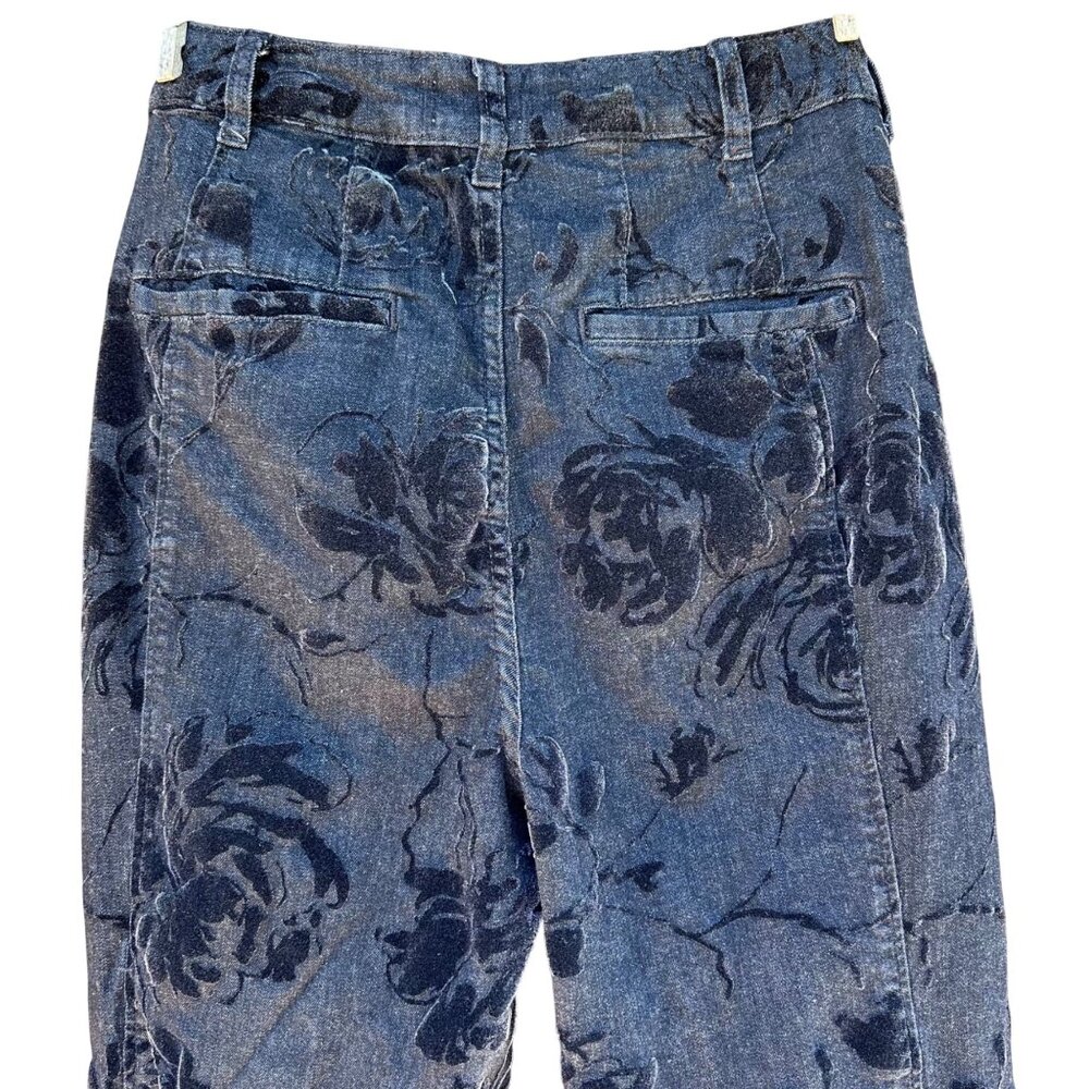 Anthropologie Pilcro Flare Wide Leg Floral Velvet Jeans 30T - Picture 8 of 11